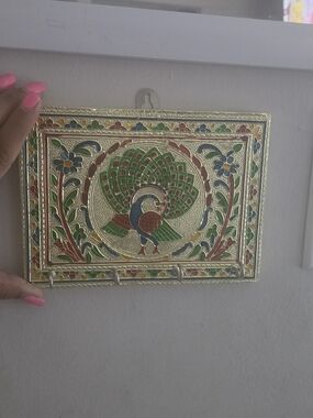 Handcrafted Meenakari Peacock Key Hanger for Wall Hanger Decor